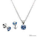 1 Carat Fancy Blue Solitaire Set Made with Swarovski Zirconia